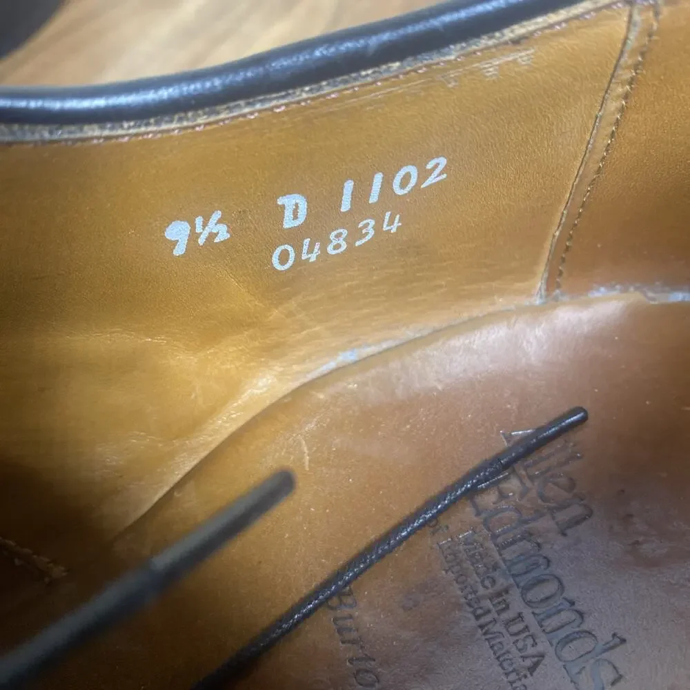 Allen Edmonds Burton Mens Black Size 9.5 Leather Oxford Dress Shoes